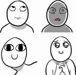 Crazy white head emotional random