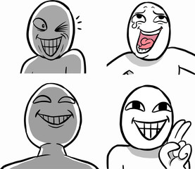 Crazy white head emotional random