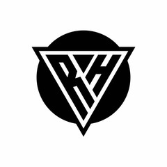 RH logo with negative space triangle and circle shape design template