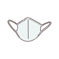 Plain white medical face mask icon isolated on white background