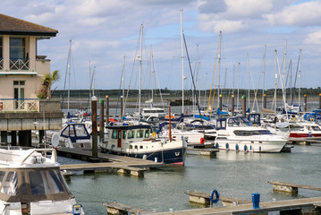 Fototapeta na wymiar Boats in the harbor. Malahide Marina. Harbour, coast.