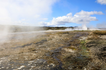 Hveravellir / Iceland - August 25, 2017: Landscape at Hveravellir a geothermal and sulfur area, Iceland, Europe