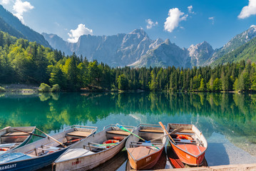 lakes of Fusine park in the Friulian Alps in Italy
