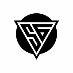 SG logo with negative space triangle and circle shape design template