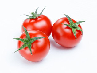 red tomatoes isolated on white bakground