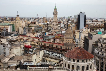 Fototapeta na wymiar Panoramic view from above of the old houses of Buenos Aires the capital of Argentina