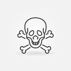 Skull and Bones vector concept icon or sign in outline style