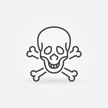 Skull and Bones vector concept icon or sign in outline style
