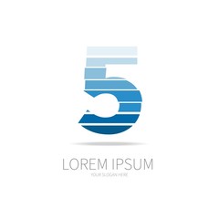 Number 5 logo, modern emblem, desing element template. Isolated Vector