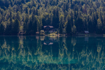 lakes of Fusine park in the Friulian Alps in Italy