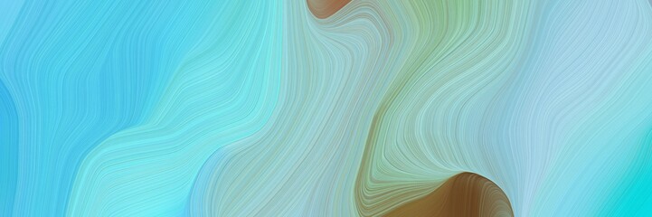 creative elegant graphic with sky blue, pastel brown and medium turquoise color. modern curvy waves background design