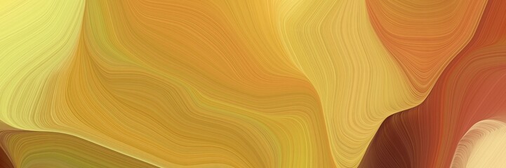 elegant graphic with waves. elegant curvy swirl waves background design with peru, saddle brown and khaki color