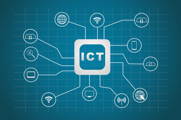 Information and Communication Technology (ICT) icons vector