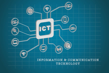 Fototapeta na wymiar Information and Communication Technology (ICT) icons vector