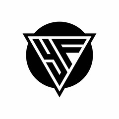 YF logo with negative space triangle and circle shape design template