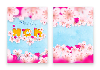 A postcard to the mother's day, with paper flowers and letter in.