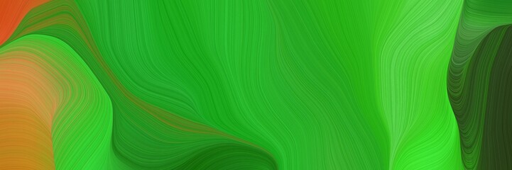 landscape orientation graphic with waves. curvy background design with forest green, lime green and bronze color