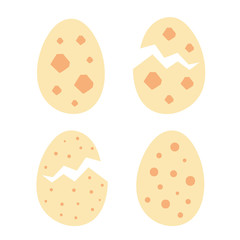 Little cute yellow dino eggs. Prehistoric animals. Jurassic world. Paleontology. Reptile. Archeology. Flat colourful vector illustration, art isolated on white background.