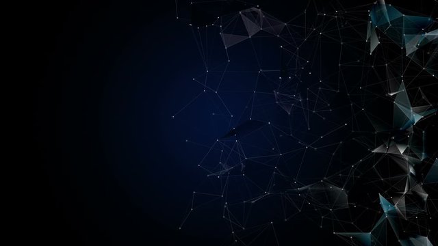 Futuristic plexus animation with glowing triangles in slow motion, 4096x2304 loop 4K