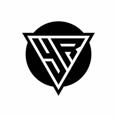 YR logo with negative space triangle and circle shape design template