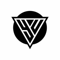 YU logo with negative space triangle and circle shape design template