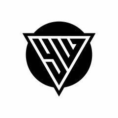 YW logo with negative space triangle and circle shape design template