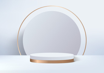 3D illustration rendering of white abstract geometric background or texture. Bright pastel podium or pedestal backdrop. Blank minimal design podium concept. Stage for awards ceremony on website