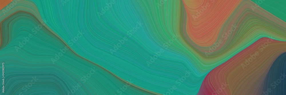 Poster dynamic elegant graphic. modern soft curvy waves background design with sea green, dark cyan and pas