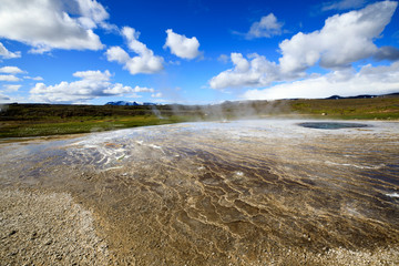 Hveravellir / Iceland - August 25, 2017: Landscape at Hveravellir a geothermal and sulfur area, Iceland, Europe