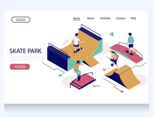 Skate park vector website landing page design template