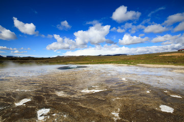 Hveravellir / Iceland - August 25, 2017: Landscape at Hveravellir a geothermal and sulfur area, Iceland, Europe