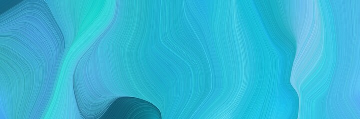 creative elegant graphic with medium turquoise, teal and sky blue color. modern curvy waves background design