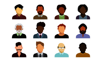 Set of Diverse Men Avatars