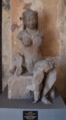Fototapeta na wymiar Gwalior, Madhya Pradesh/India - March 15, 2020 : Sculpture of Mother Goddess built in 5th Century A.D.