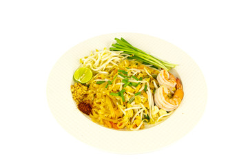 Padthai, delicious traditional thai cuisine on white background