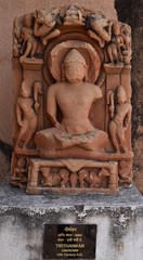 Fototapeta na wymiar Gwalior, Madhya Pradesh/India - March 15, 2020 : Sculpture of Jain Tirthankar built in 13th Century A.D.