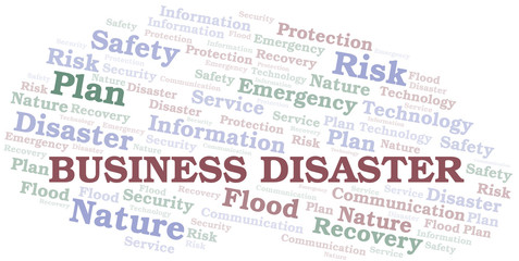 Business Disaster typography vector word cloud.