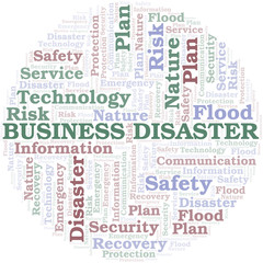 Business Disaster typography vector word cloud.