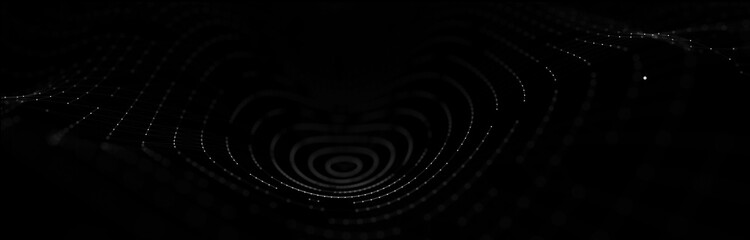 Wave 3d. 3D back glowing abstract background. Abstract background with a dynamic wave. Big data visualization. 3d rendering.