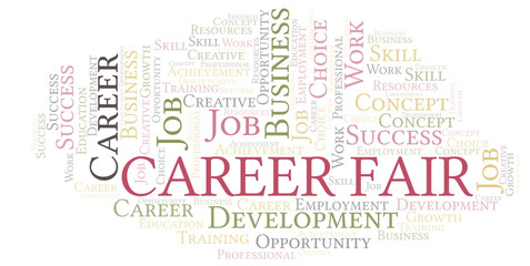 Obraz premium Career Fair typography vector word cloud.