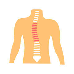 Scoliosis flat color icon. Spinal deformity concept. Sign for web page, mobile app, button, logo. Vector isolated button.