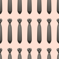 Gray neckties seamless pattern on beige background