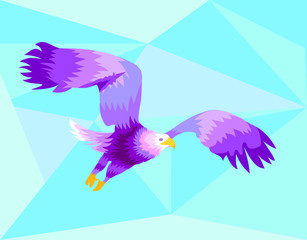 Colorfull Polygonal Eagle on a geometric background. Abstract design