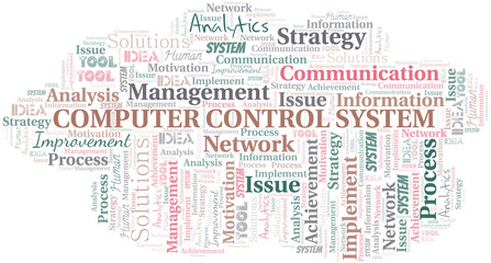 Computer Control System typography vector word cloud.