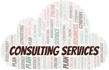 Obraz premium Consulting Services typography vector word cloud.