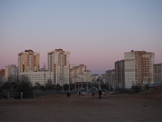 Apartment buildings in Uruchie district in Minsk, Belarus