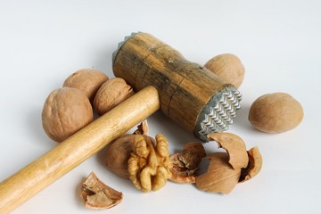 Walnut on a white background. Healthy food, nuts