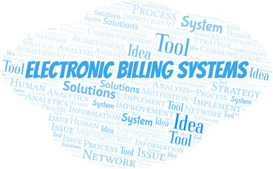 Electronic Billing Systems typography vector word cloud.