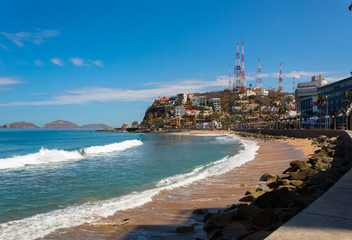 Malecon Avenue in the coastal city of Mazatlan in the state of Sinaloa