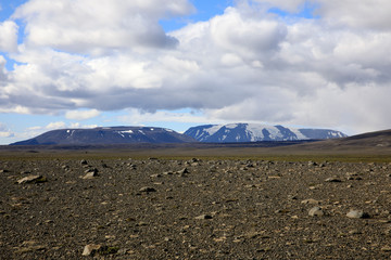 Kjolur / Iceland - August 25, 2017: Scenery along the Kjolur Highland Road, Iceland, Europe